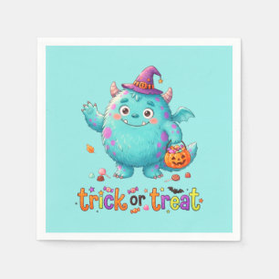 Serviette En Papier Petit monstre de sorcière adorable. Des friandises