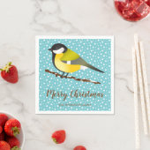 Serviette En Papier Petit oiseau d'hiver jaune et joyeux texte de Noël (En situation)