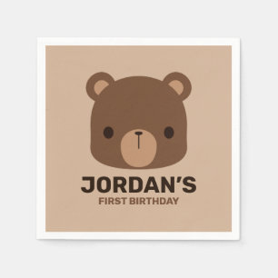Serviette En Papier Petit ours Brown mignon avec nom personnalisé