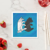 Serviette En Papier Petit Ours Ombre Sur Bleu (En situation)