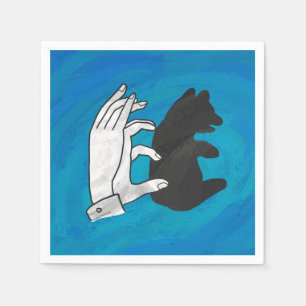 Serviette En Papier Petit Ours Ombre Sur Bleu