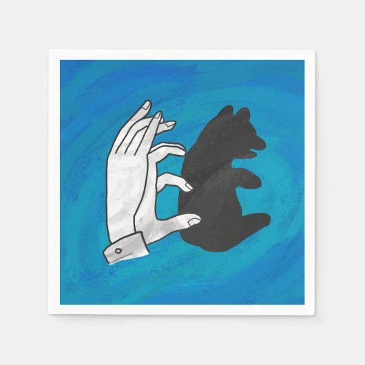 Serviette En Papier Petit Ours Ombre Sur Bleu (Devant)