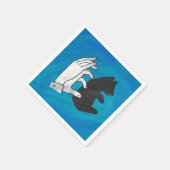 Serviette En Papier Petit Ours Ombre Sur Bleu (Coin)