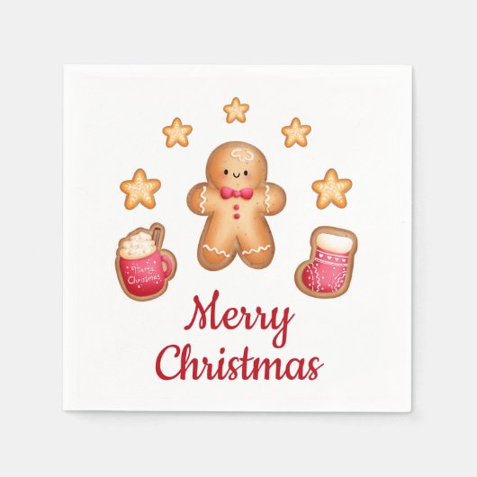 Serviette En Papier Petit pain d'épices homme Joyeux Noël (Devant)