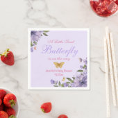 Serviette En Papier petit papillon fleurs violettes fille baby shower (En situation)