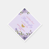 Serviette En Papier petit papillon fleurs violettes fille baby shower (Coin)