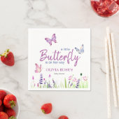 Serviette En Papier Petit Papillon rose violet Baby shower fille (En situation)