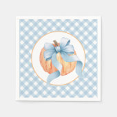 Serviette En Papier Petit pastel Citrouille bleu plaid premier anniver (Devant)
