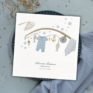 Serviette En Papier Petit Pêcheur Garçon Baby Shower Bleu