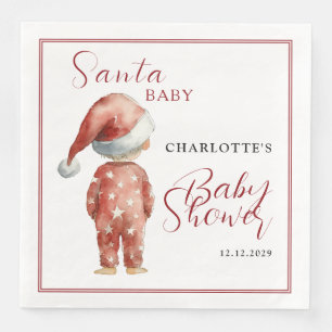 Serviette En Papier Petit Père Noël Baby Shower à l'aquarelle Noël