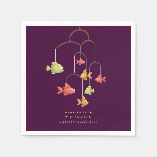 Serviette En Papier Petit Poisson Crimson Baby shower rouge (Devant)