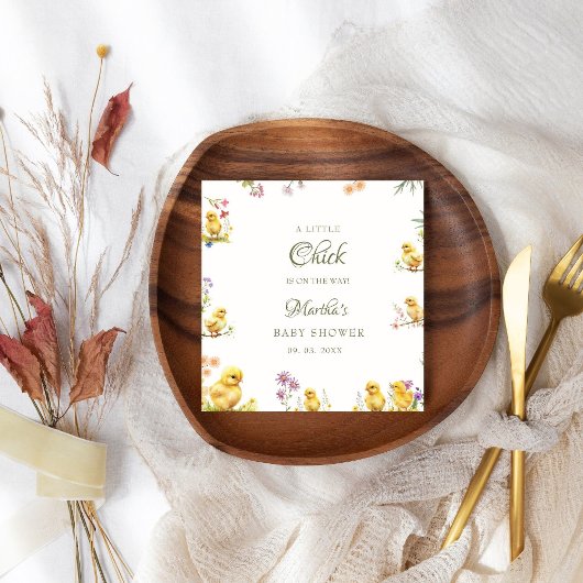 Serviette En Papier Petit poussin est sur le chemin du baby shower agr
