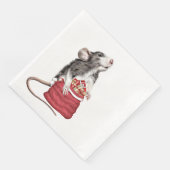 Serviette En Papier Petit rat de Noël festif (Coin)