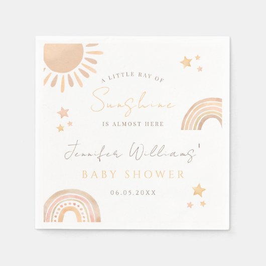 Serviette En Papier Petit rayon Sunshine arc-en-ciel baby shower de bo (Devant)