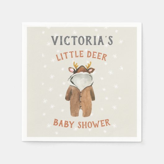 Serviette En Papier Petit Reindee Noël Baby shower d'hiver Invit (Devant)