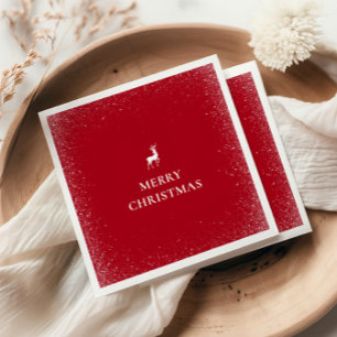 Serviette En Papier Petit renne Simples flocons de neige Noël ROUGE