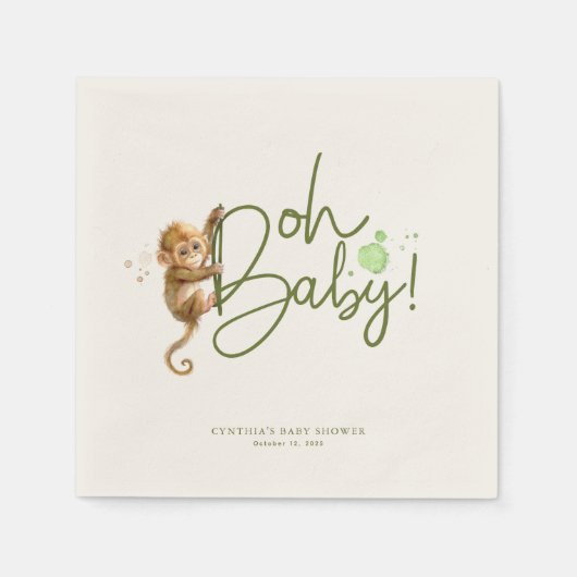 Serviette En Papier Petit singe mignonne Jungle Baby shower Safari (Devant)