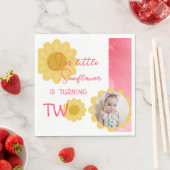 Serviette En Papier Petit tournesol rose rouge Deuxième anniversaire P (En situation)