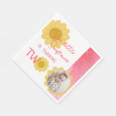 Serviette En Papier Petit tournesol rose rouge Deuxième anniversaire P (Coin)