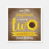 Serviette En Papier Petit tournesol Rustique Burlap 2e anniversaire (Devant)