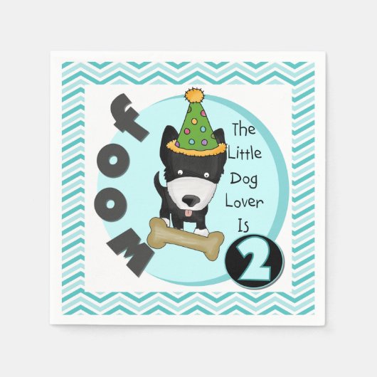 Serviette En Papier Petite Amoureux des chiens 2e Anniversaire Papier (Devant)