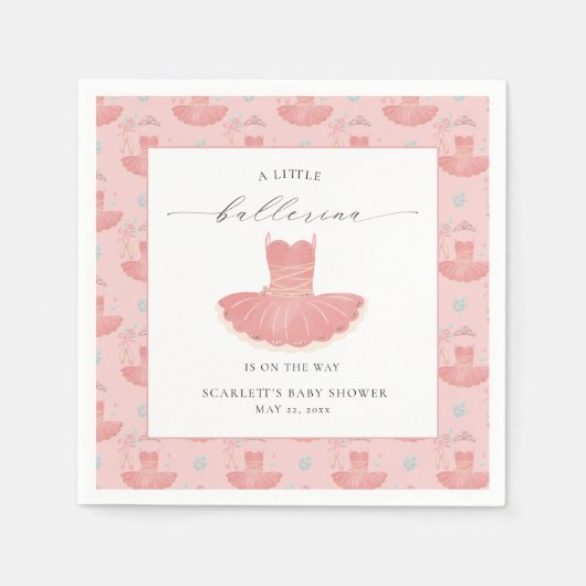 Serviette En Papier Petite Ballerina Tutu Baby shower fille serviettes (Devant)