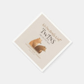 Serviette En Papier Petite bébé ours Jumeaux Baby shower Brown (Coin)