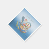Serviette En Papier Petite Broderie Florale d'oiseaux serviettes bleue (Coin)