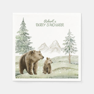 Serviette En Papier Petite carte de baby shower de forêt d'ours-bébé s