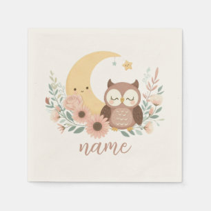 Serviette En Papier Petite chouette avec lune