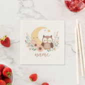 Serviette En Papier Petite chouette avec lune (En situation)