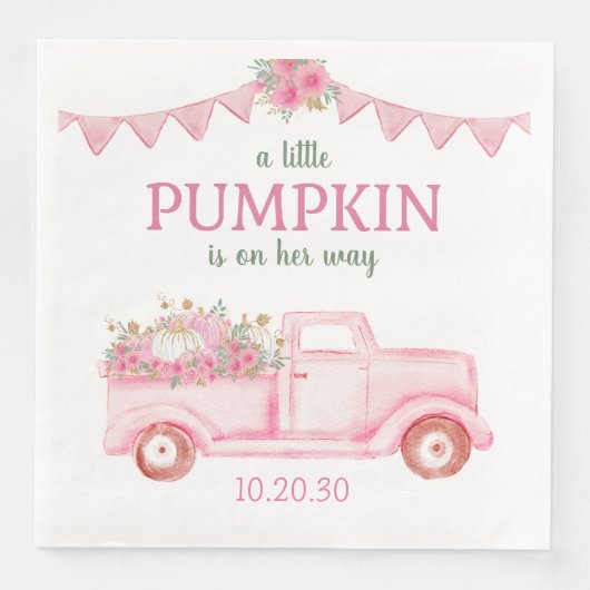 Serviette En Papier Petite Citrouille Baby shower fille serviettes (Devant)