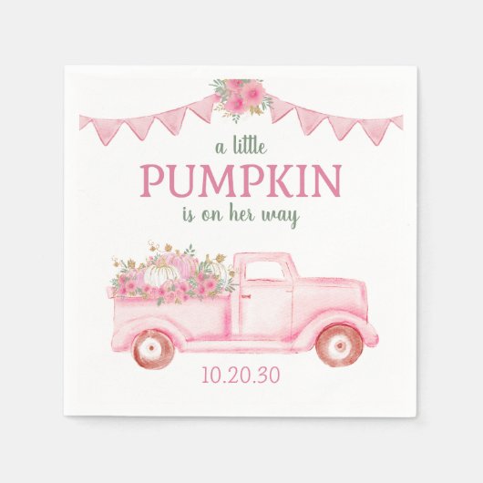 Serviette En Papier Petite Citrouille Baby shower fille serviettes (Devant)