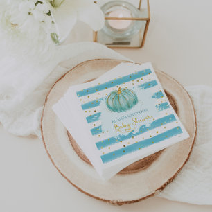 Serviette En Papier Petite citrouille bleue automne bébé shower 