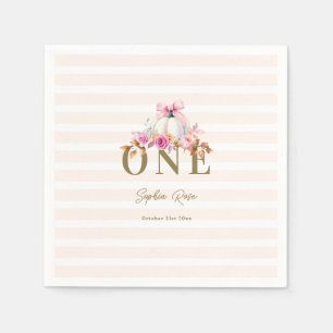 Serviette En Papier Petite Citrouille Bow Roses 1er Anniversaire Éléga