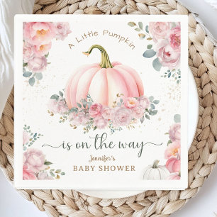 Serviette En Papier Petite Citrouille en Route Rose Fête de Bébé d'Aut