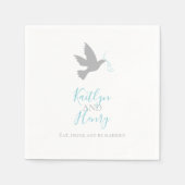 Serviette En Papier Petite colombe grise avec mariage de rubans bleu a (Devant)