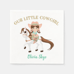 Serviette En Papier Petite Cowgirl sur un Cheval Fille Anniversaire We