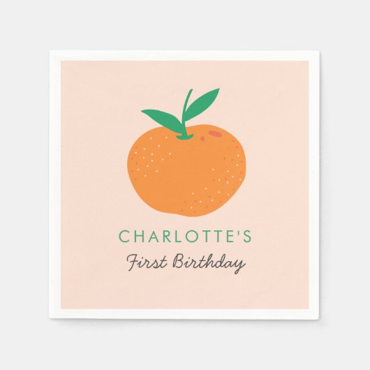 Serviette En Papier Petite Cutie Orange Premier Anniversaire Napkins (Devant)
