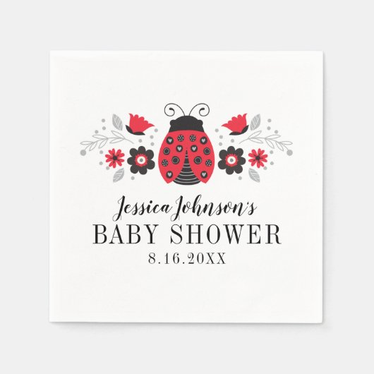 Serviette En Papier Petite Dame Ladybug Baby shower Napkin (Devant)