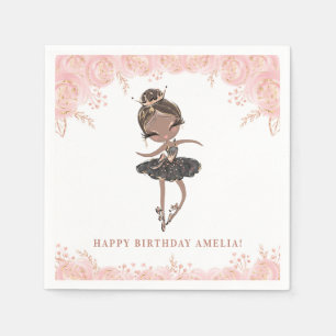 Serviette En Papier Petite danseuse noire en robe noire Fleur Annivers