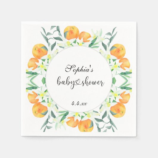 Serviette En Papier Petite douche de bébé orange (Devant)