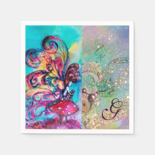 SERVIETTE EN PAPIER PETITE ELF DE MONOGRAMME DES MUSHROOMS