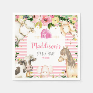 Serviette En Papier Petite ferme serviette d'anniversaire