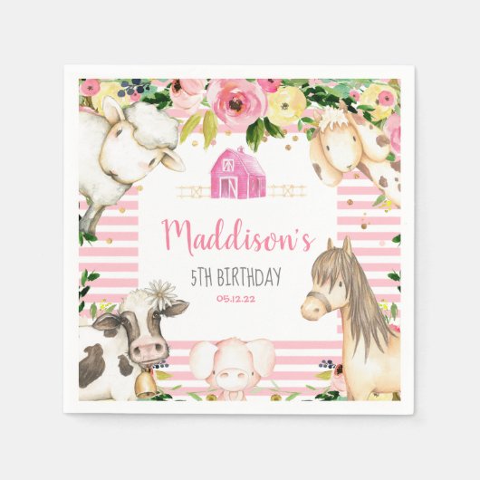 Serviette En Papier Petite ferme serviette d'anniversaire (Devant)