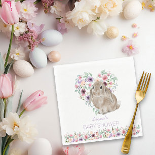 Serviette En Papier Petite Fête de Naissance de Lapin Floral Amour Coe