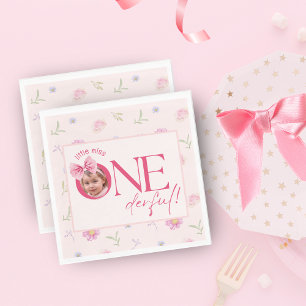 Serviette En Papier Petite fête fleurie de Bow rose Onedering annivers