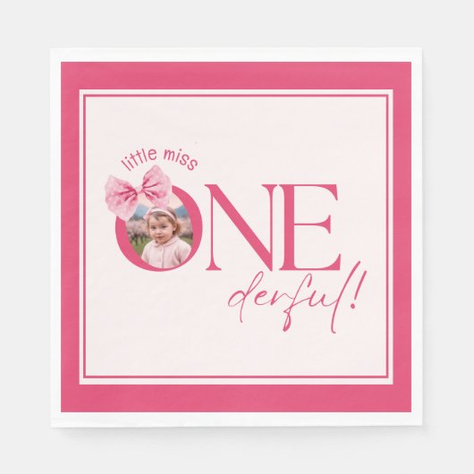 Serviette En Papier Petite fête fleurie de Bow rose Onedering annivers (Devant)