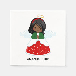 Serviette En Papier Petite fille afro-américaine Noël Anniversaire