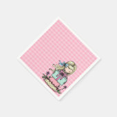 Serviette En Papier Petite fille Anniversaire Fête Pink Plaid Napkins (Coin)